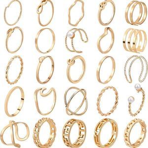 ONESING 25 Pcs Knuckle Rings for Women Stackable Rings Sets